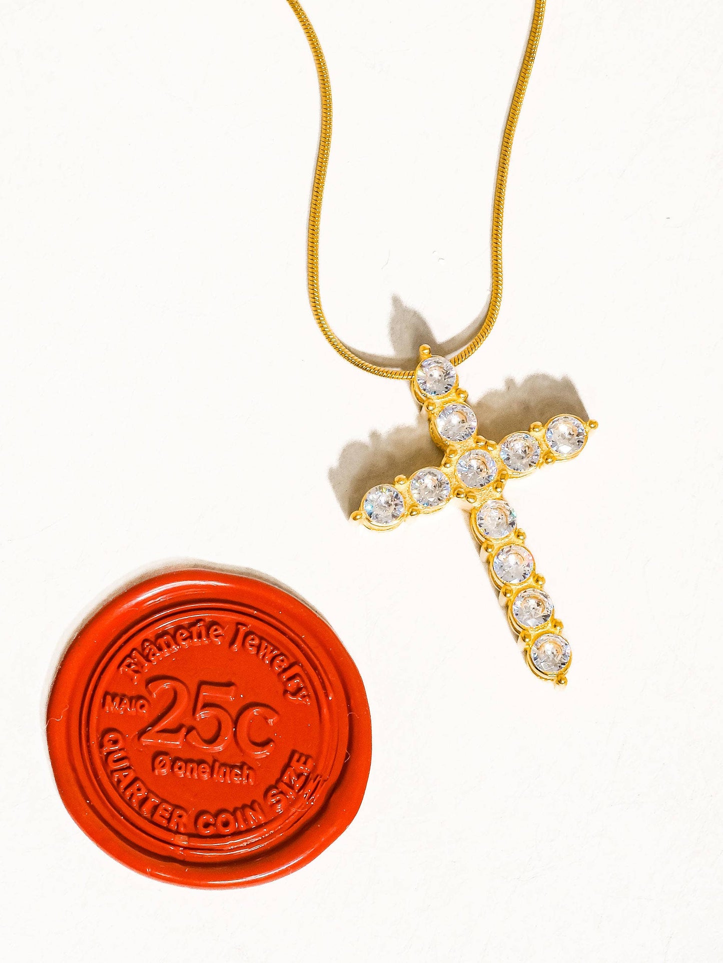 Raeven 18K Gold CZ Cross Necklace