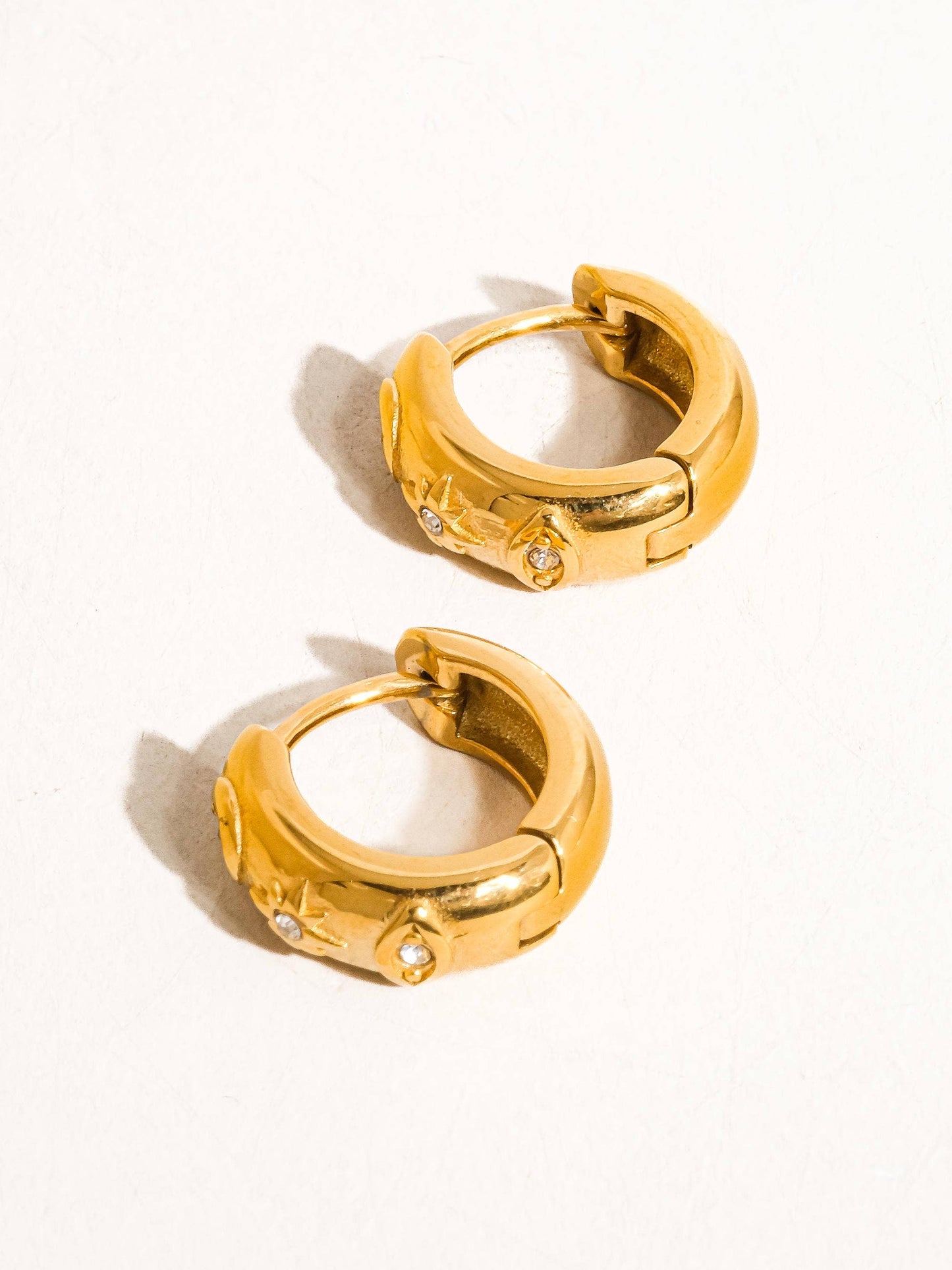 Orazio 18K Gold CZ Star Hoop Earring
