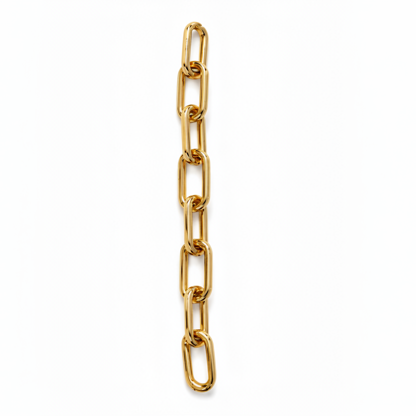 Gold chain bracelet on a white background