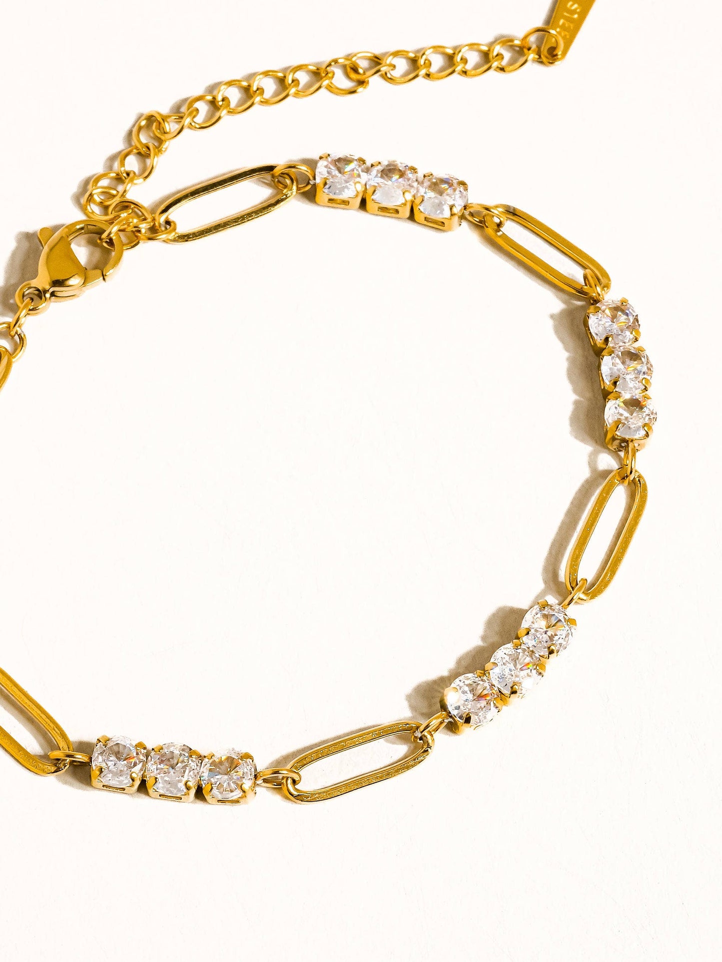 Basil 18K Gold Rhinestone Chain Bracelet