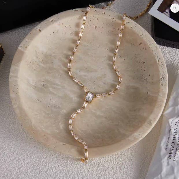 Statement CZ Lariat Necklace