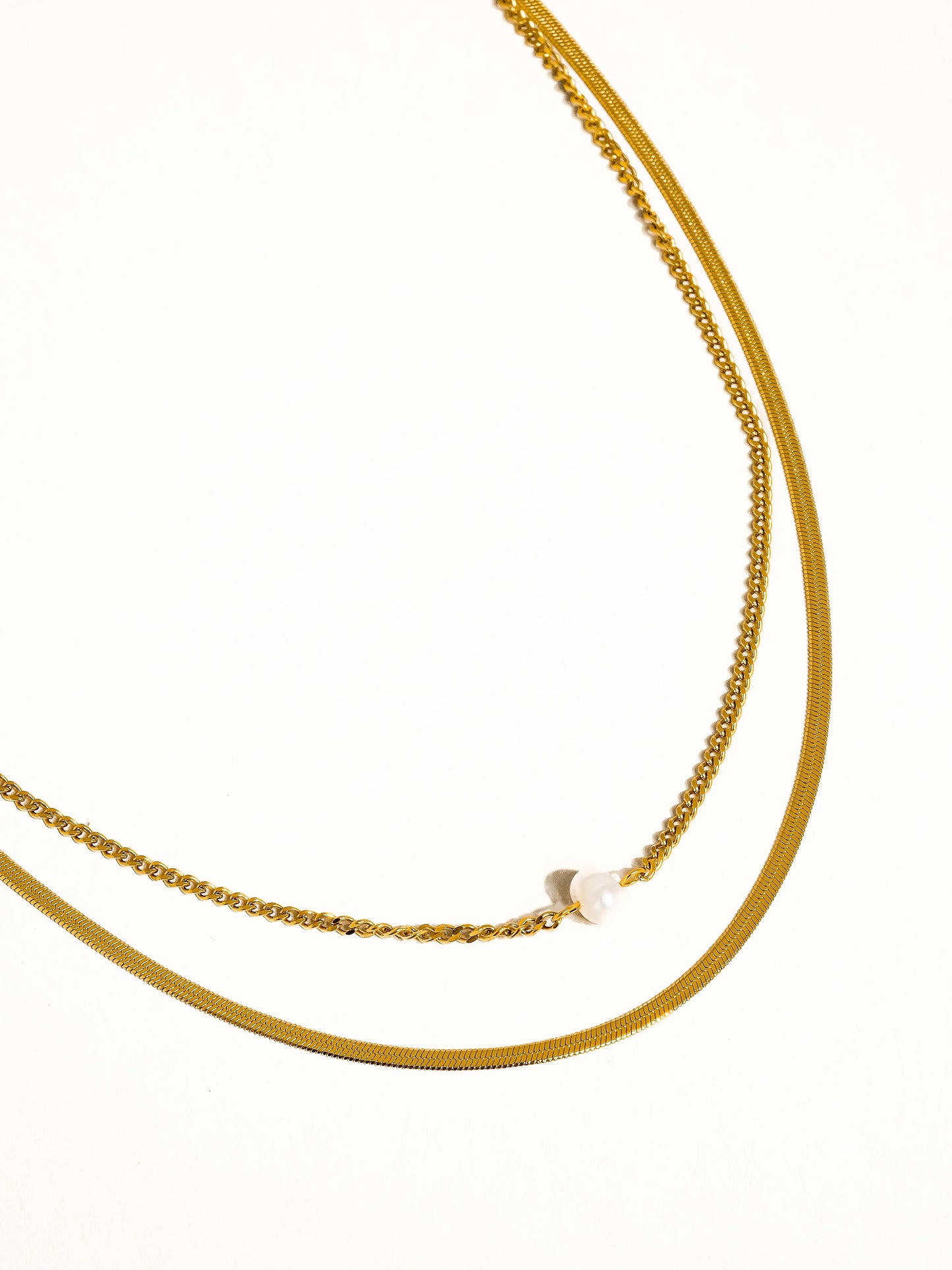 Owen 18K Gold layered Pearl Chain Necklace