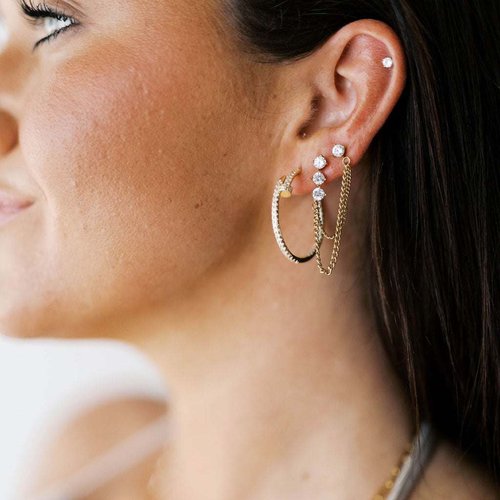 Emma Nail CZ Hoop Earrings