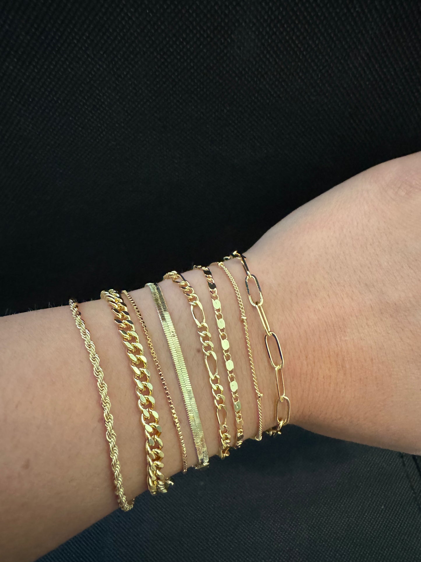 14K Gold Plated Dainty Layered Stackable Bracelet Set