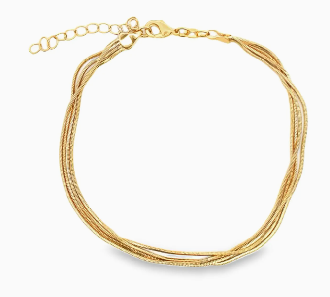 Smooth Quadruple Snake Box Anklet
