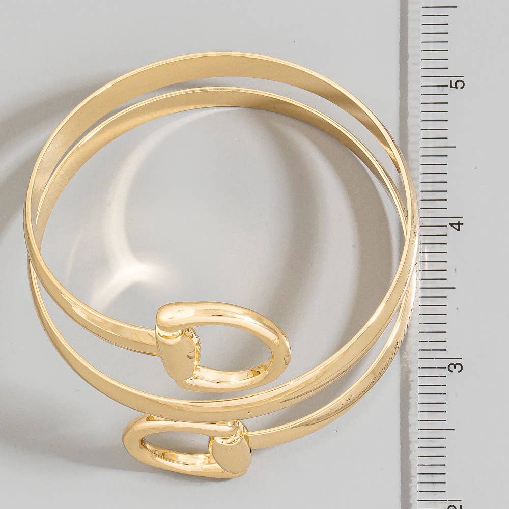 Double Equestrian Horse Bit Ring Bangle Bracelet