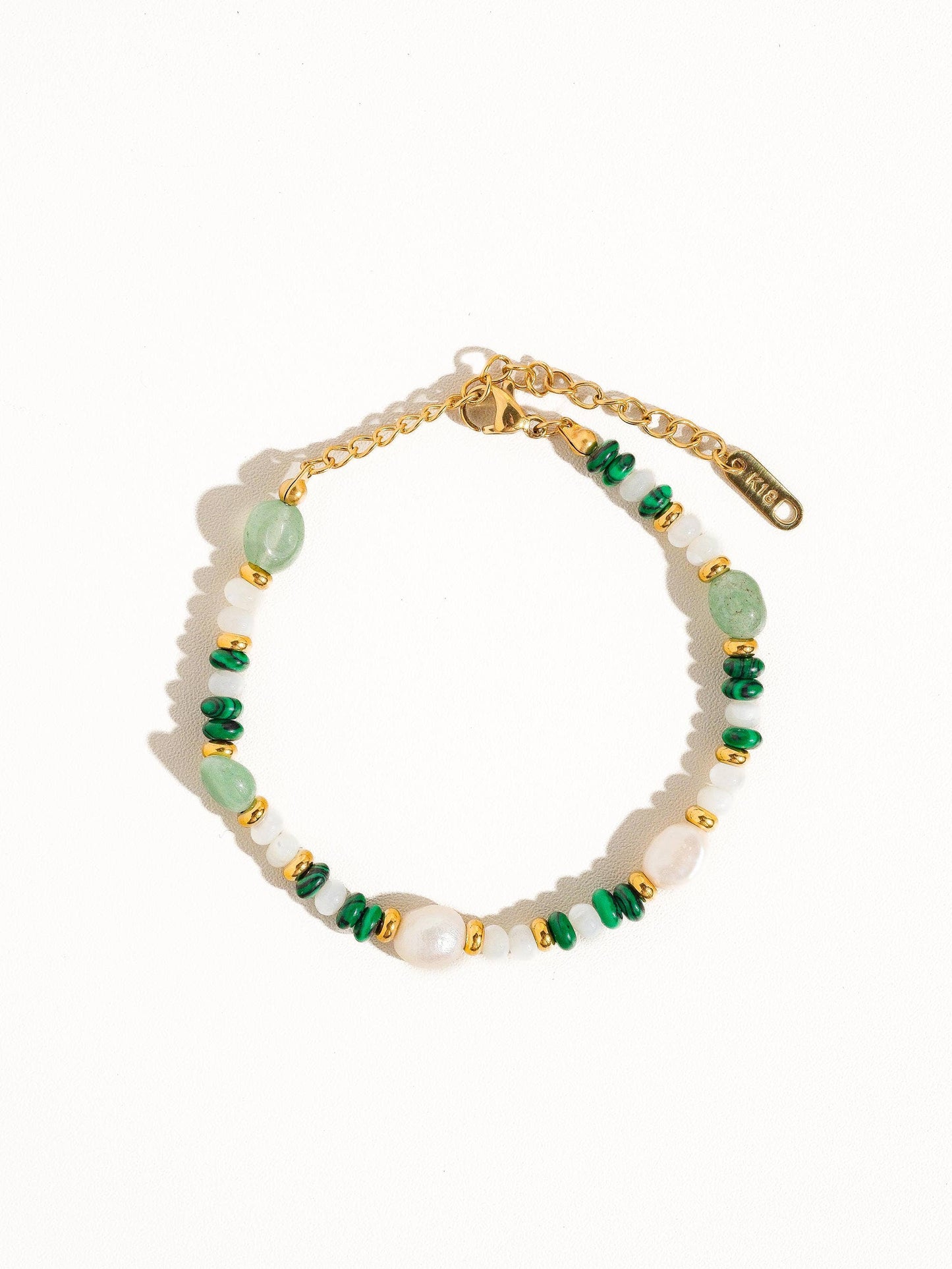 18K Bohemian Stone and Bead Bracelet