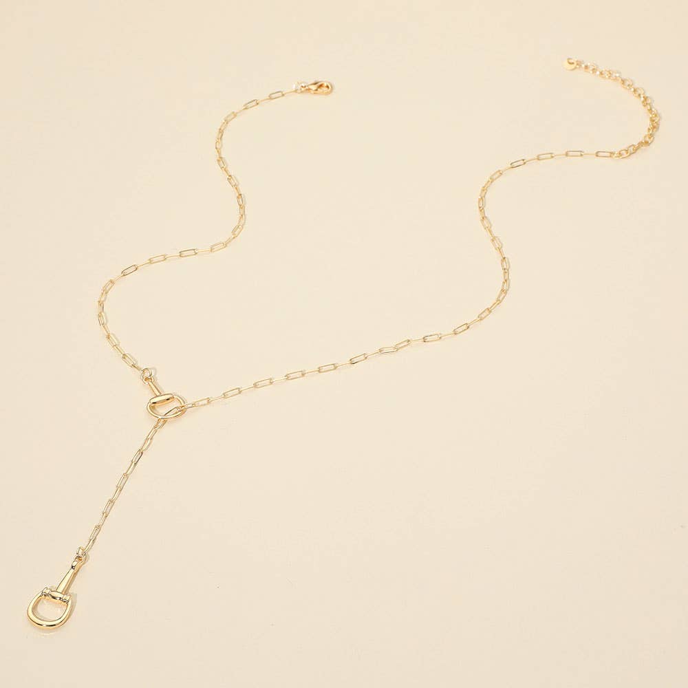 Metal Horsebit Link Sliding Paperclip Chain Necklace