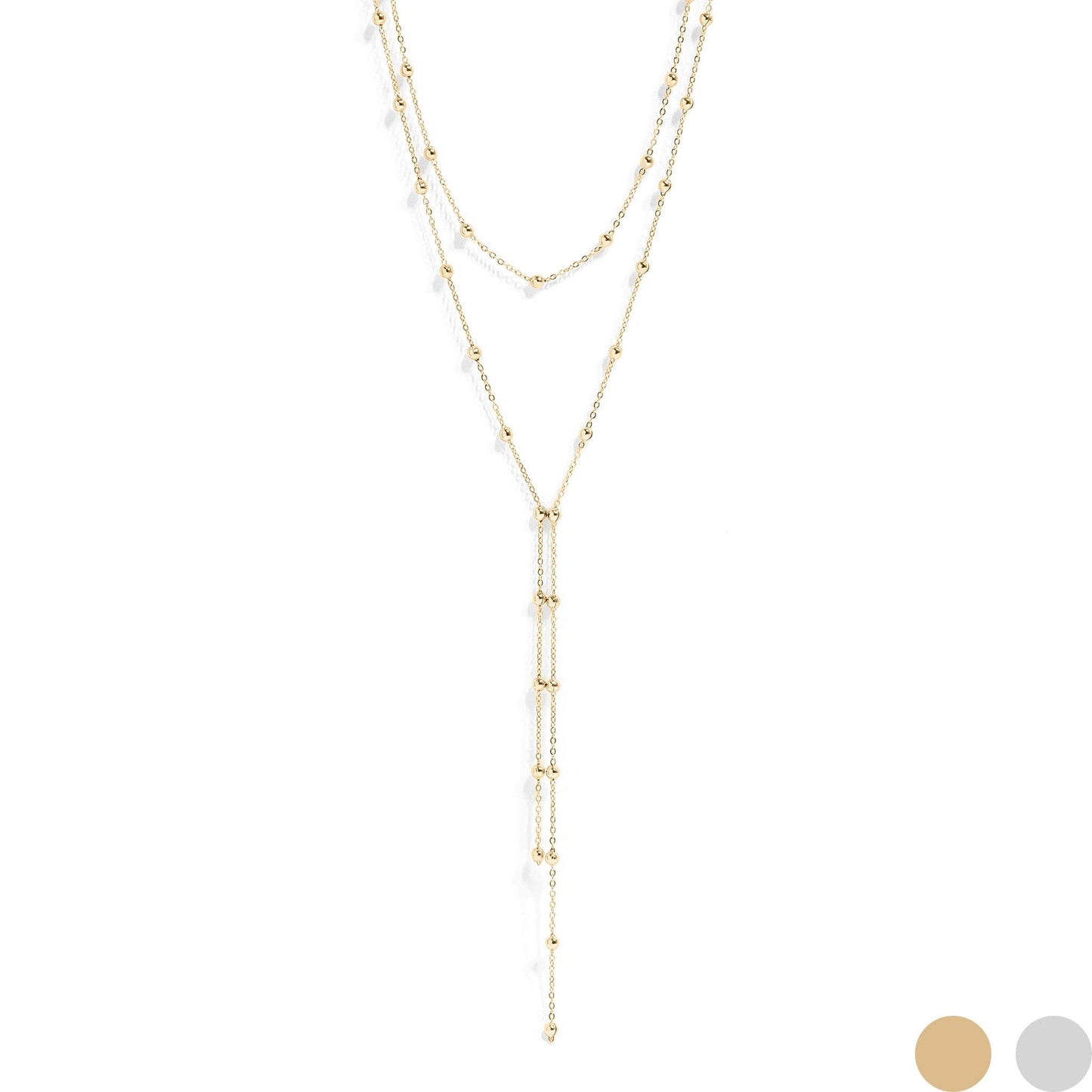18K Gold Satellite Layered Lariat Necklace