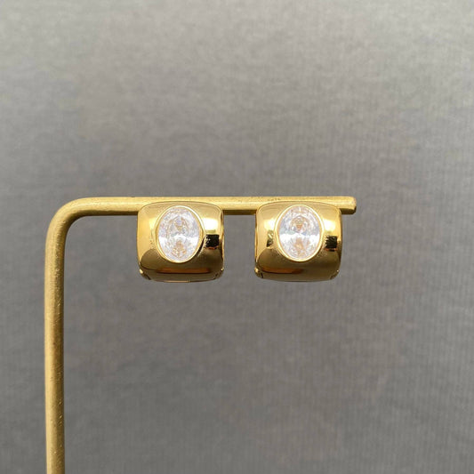 Zircon Inlaid Stud Earrings