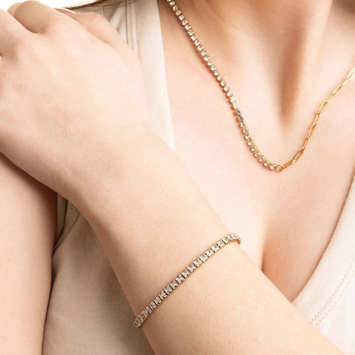 Emerald Cut Tennis Chain Bracelet
