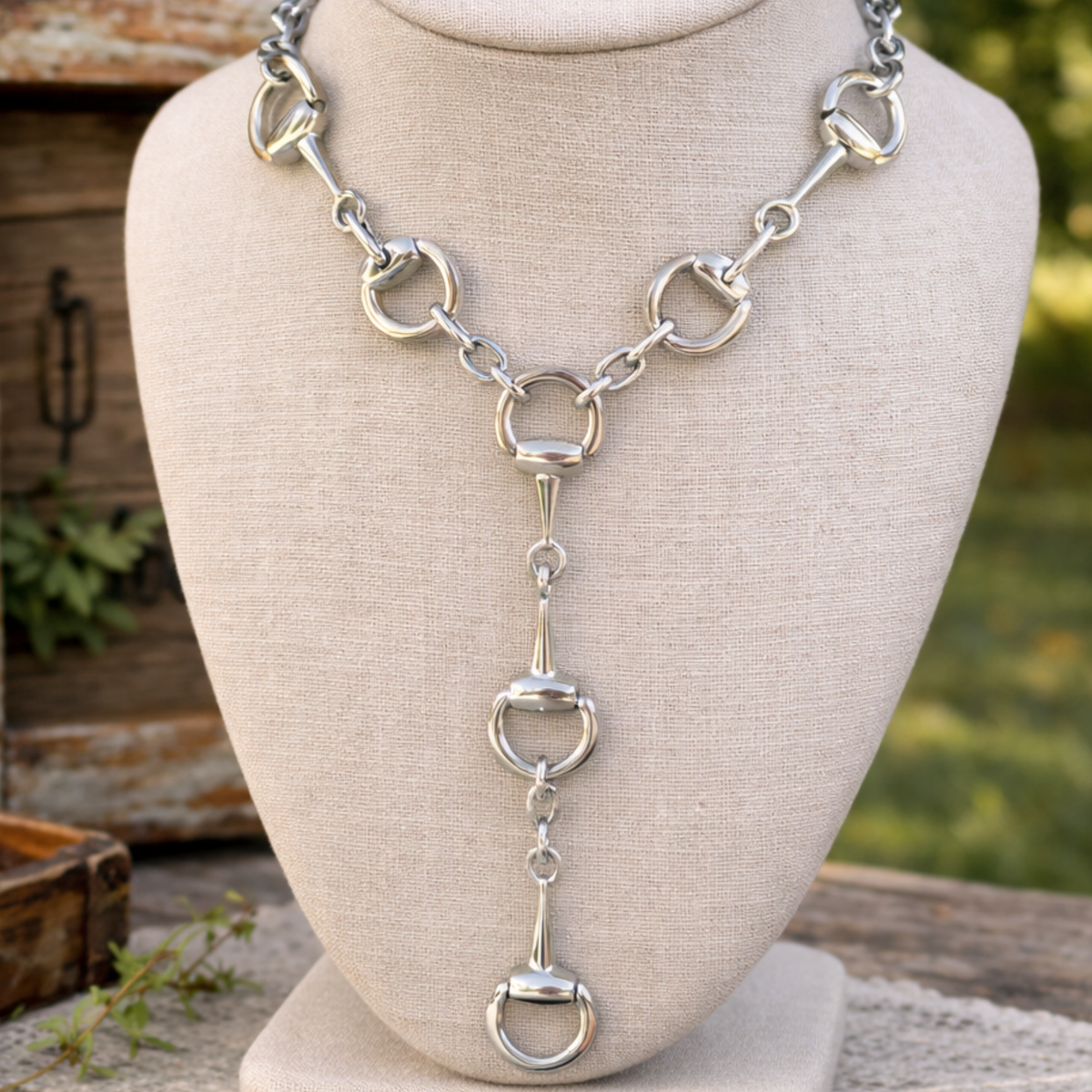 Horse Bit Lariat Statement Necklace