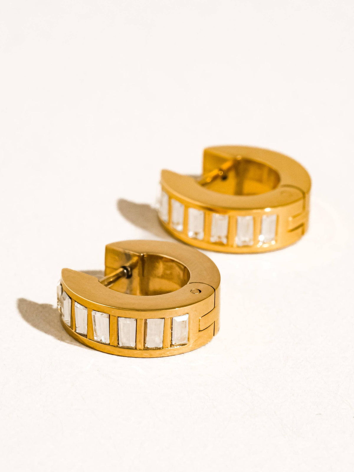 Joielle 18K Gold Baguette CZ Hoop Earrings