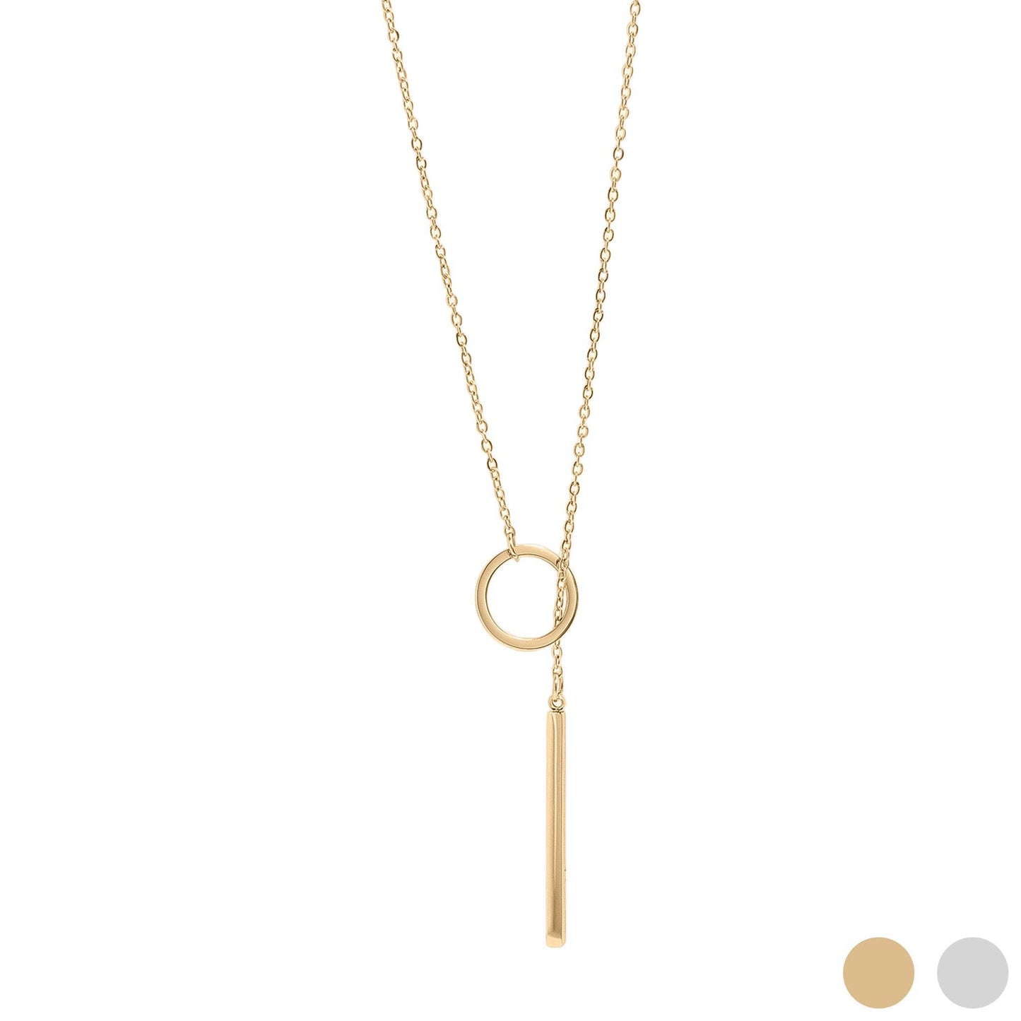 18K Gold Loop Chain Lariat Necklace