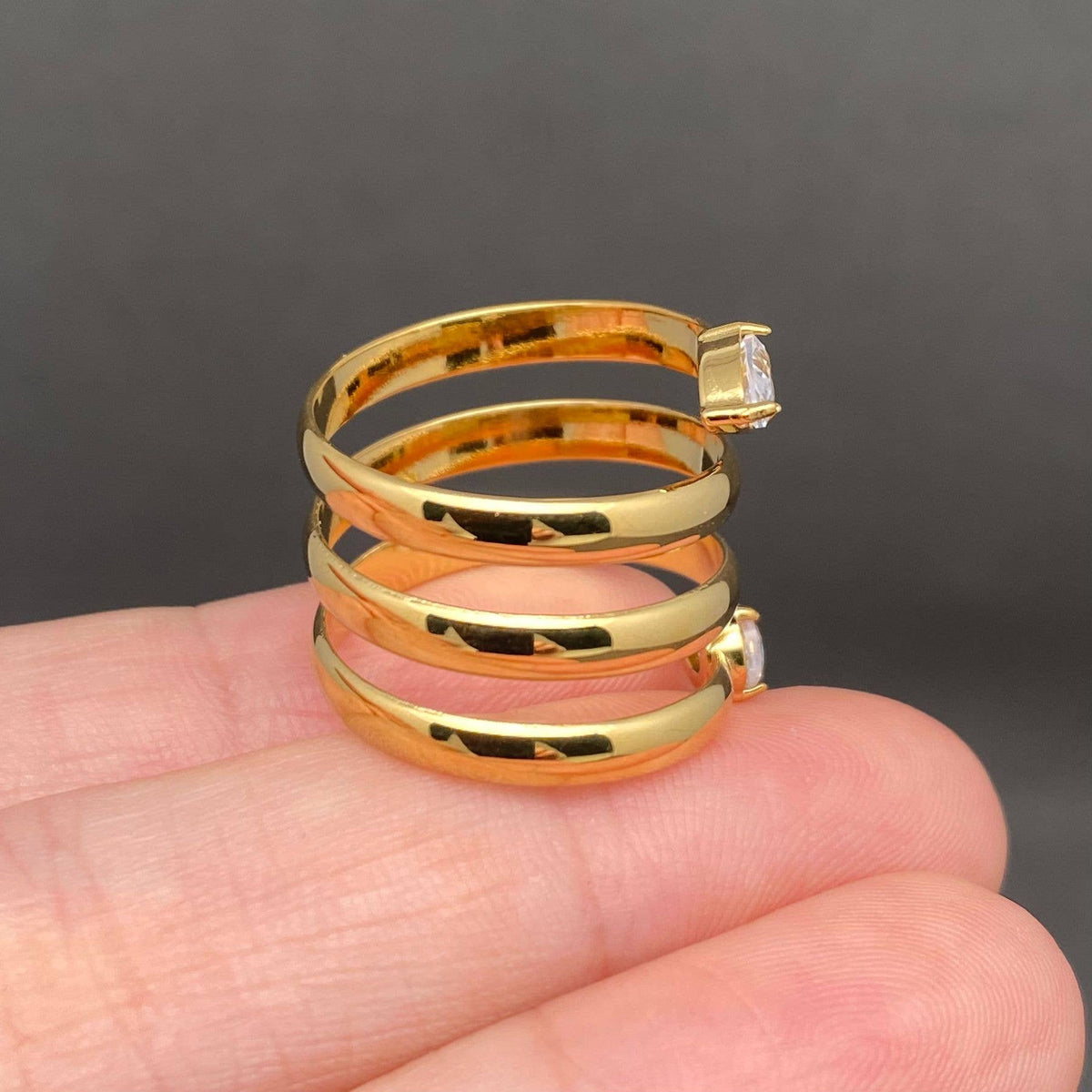 Double Zircon Snake Ring