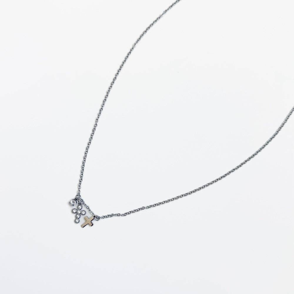 Petite Double Cross Necklace