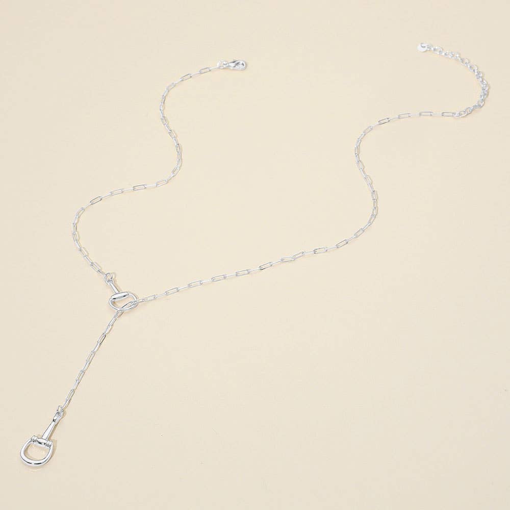 Metal Horsebit Link Sliding Paperclip Chain Necklace