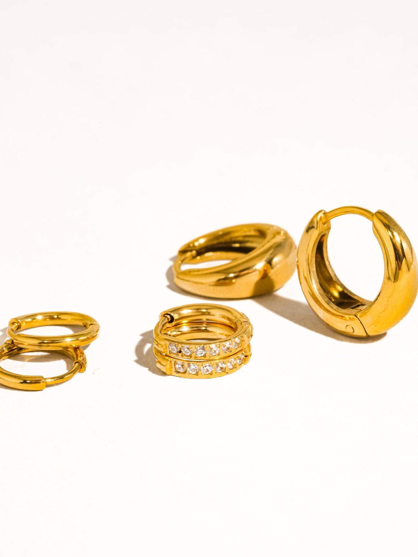 Rayon 18K Gold Glam Hoop Earring Set