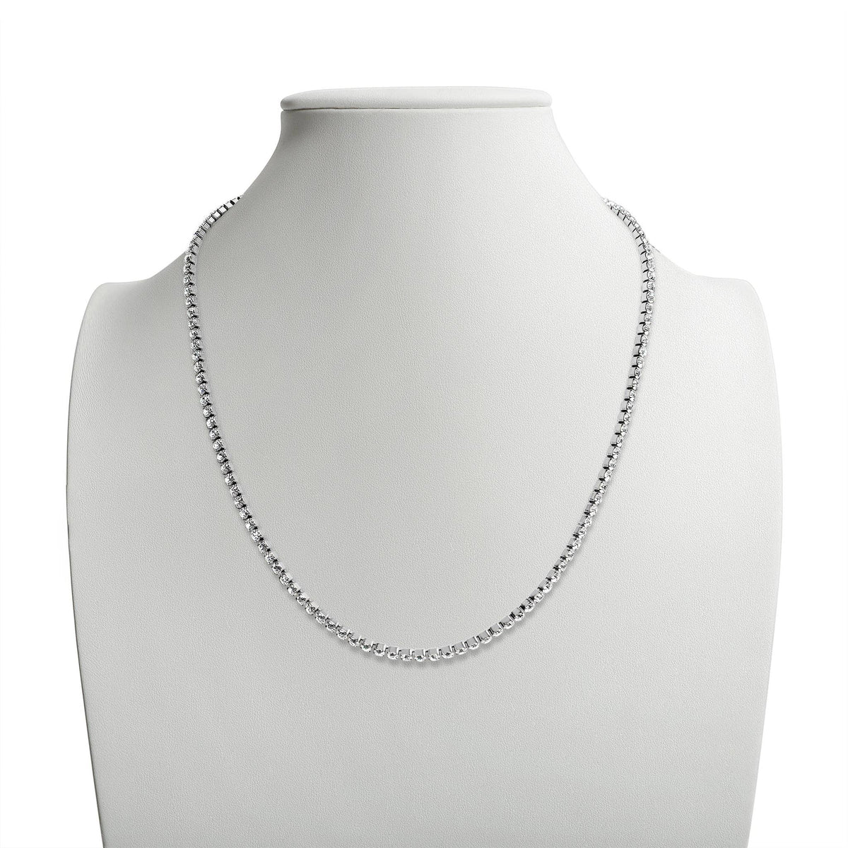 Silver CZ Tennis Chain Necklace