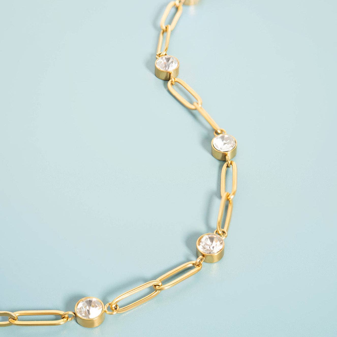 Station Stone Paperclip Chain Bracelet