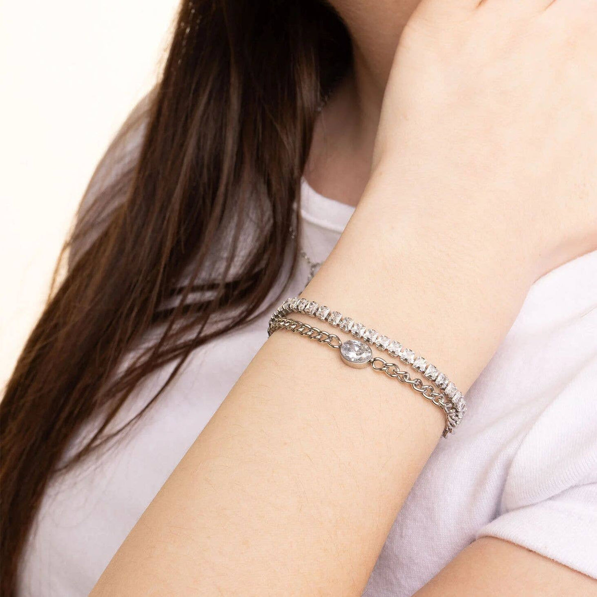Emerald Cut Tennis Chain Bracelet