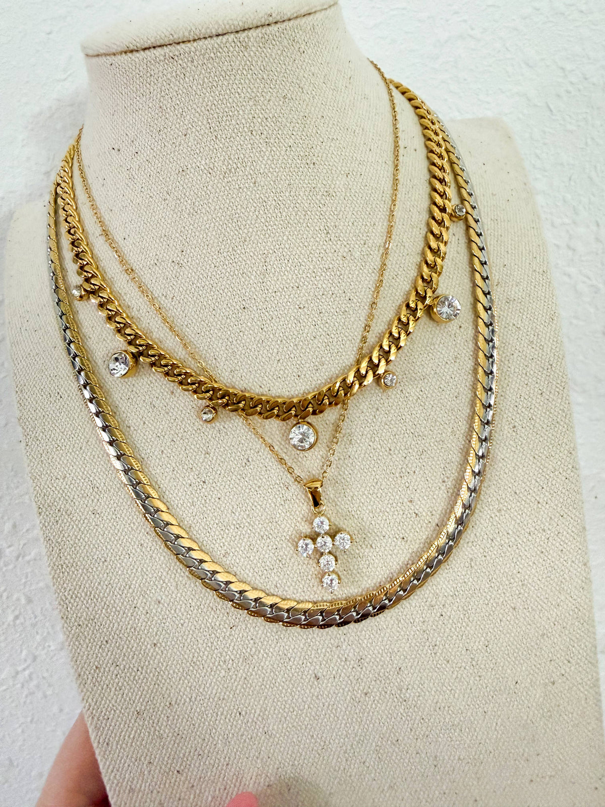 Mixed Metals Necklace, Bracelet, and Earring Set
