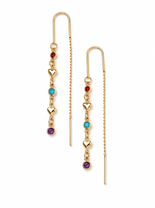 Multi Colored CZ Dangle Earrings