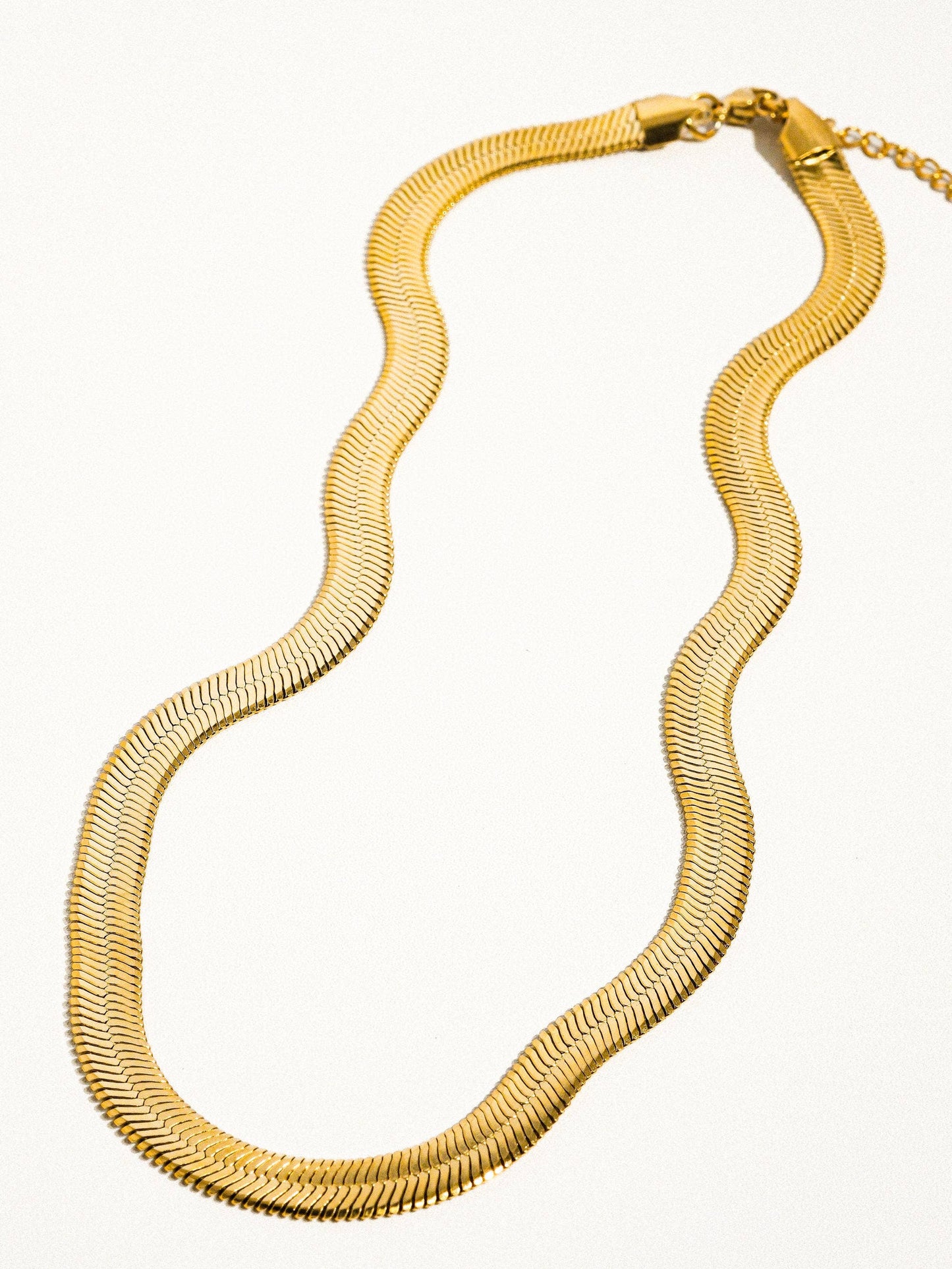 Juliana 18K Gold Flat Bold Snake Chain Necklace