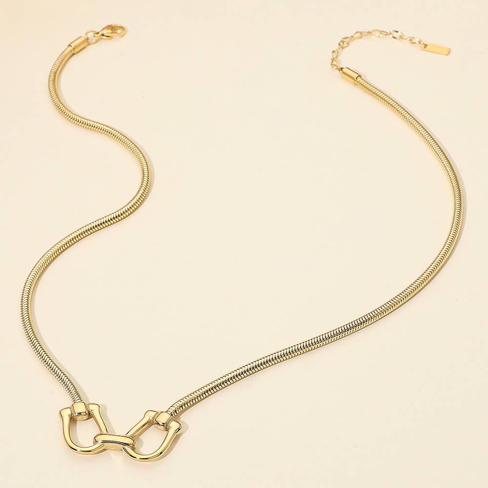 Secret Box Stainless Steel Linked Horsebit Necklace