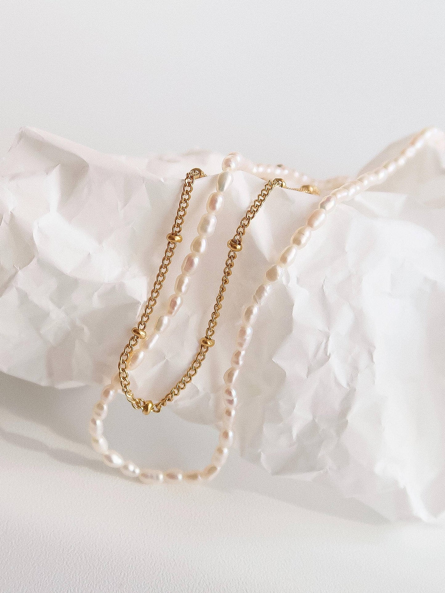 Camryn 18K Gold Layered Pearl Chain Necklace