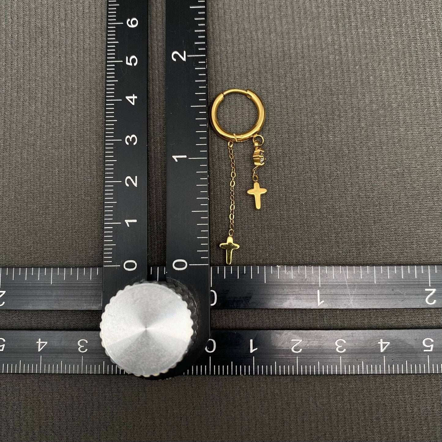Double K Cross Huggie Earrings