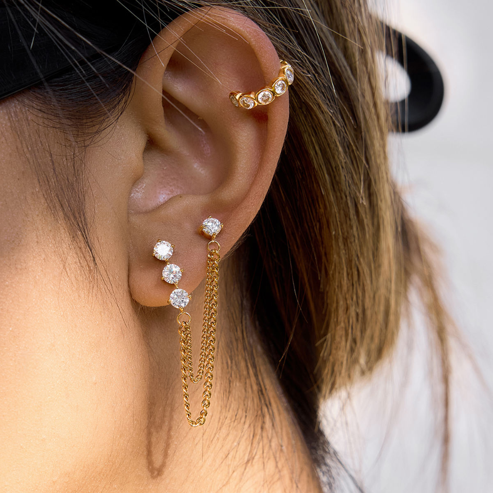 Tropez Chain Drop Earrings 18K Gold