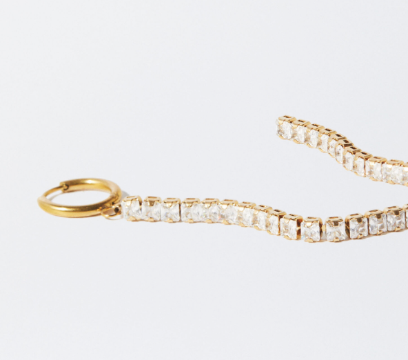 Hoop Tennis CZ drop earring 14K Sterling Silver Vermeil