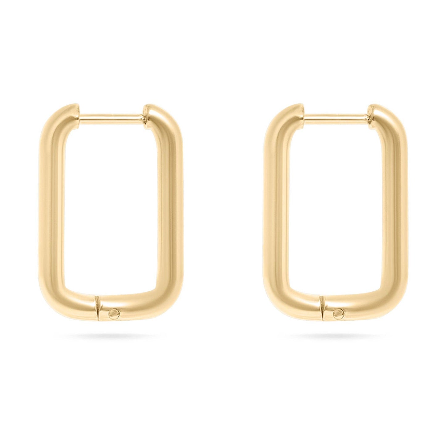 Rounded Rectangle Huggie Earrings
