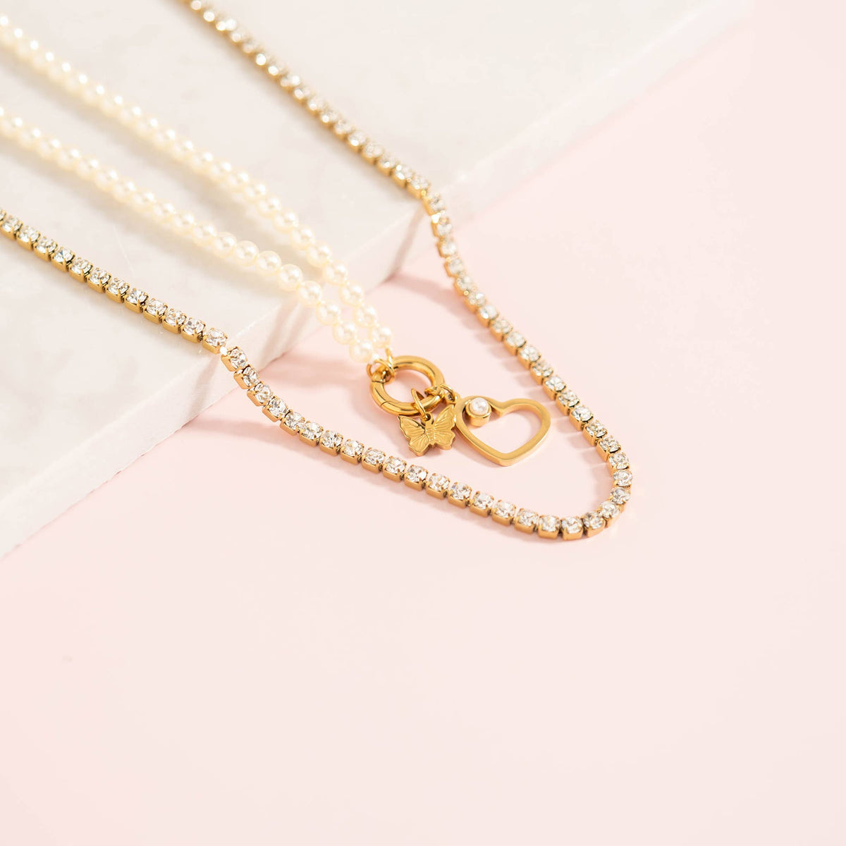 Gold CZ Tennis Chain Necklace