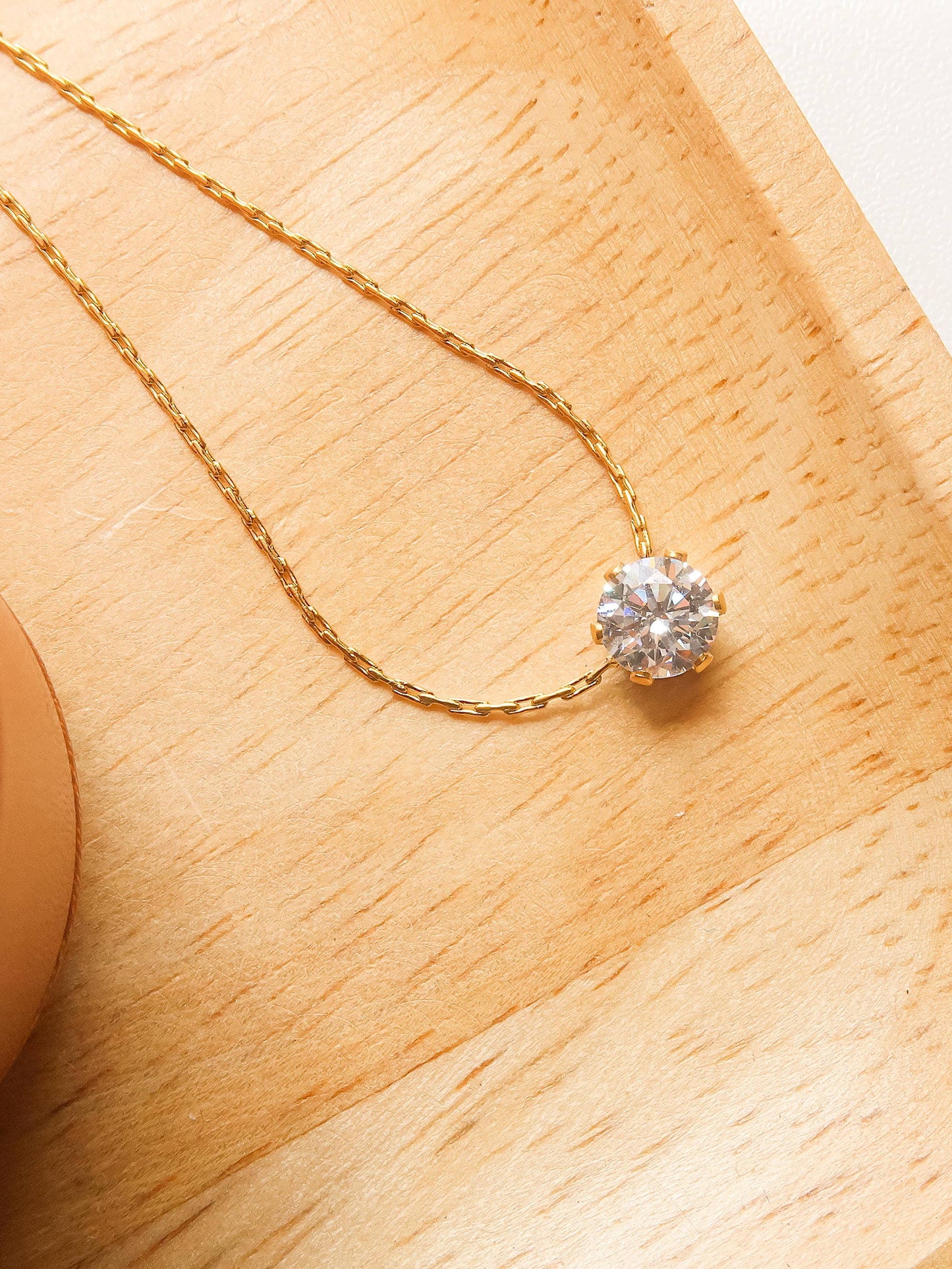 Ciara 18K Petite Round CZ Necklace