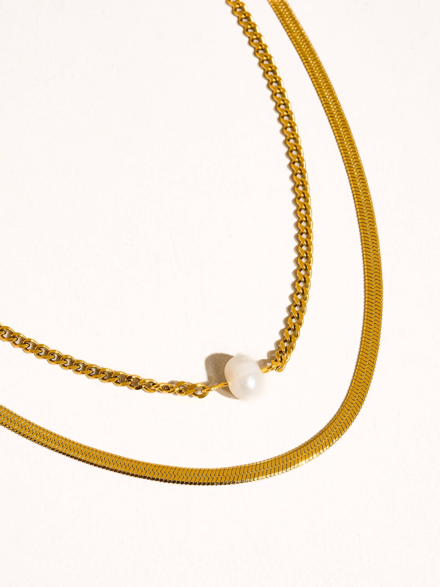Owen 18K Gold layered Pearl Chain Necklace