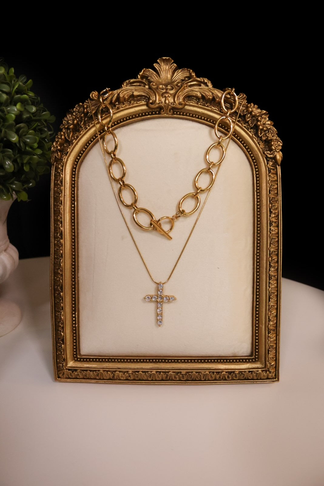 Raeven 18K Gold CZ Cross Necklace
