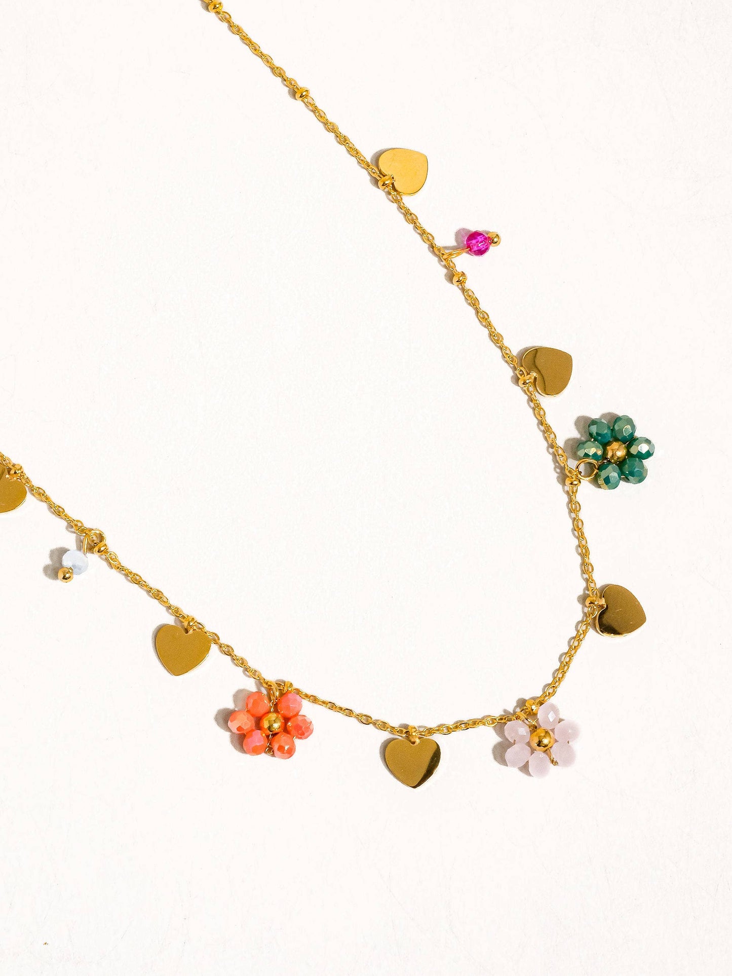 Melvin 18K Gold Flower & Hearts Necklace