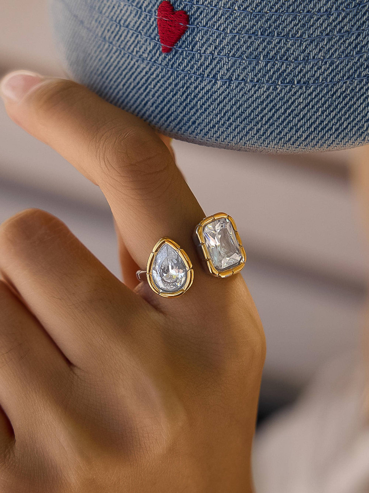 Serréa 18K Gold CZ Adjustable Ring