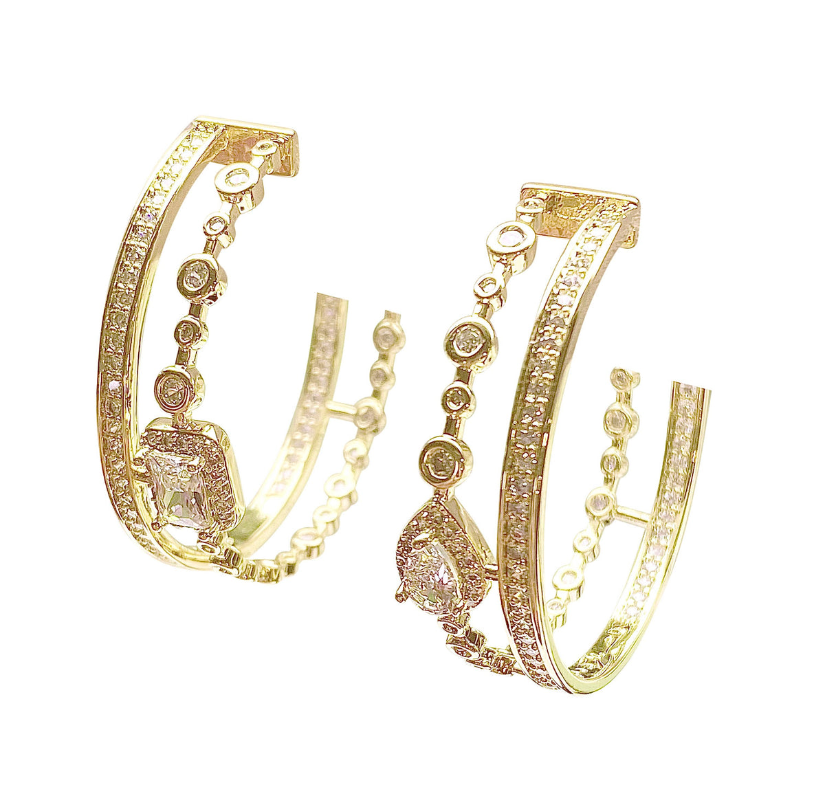 Multi Gem Hoop Earrings