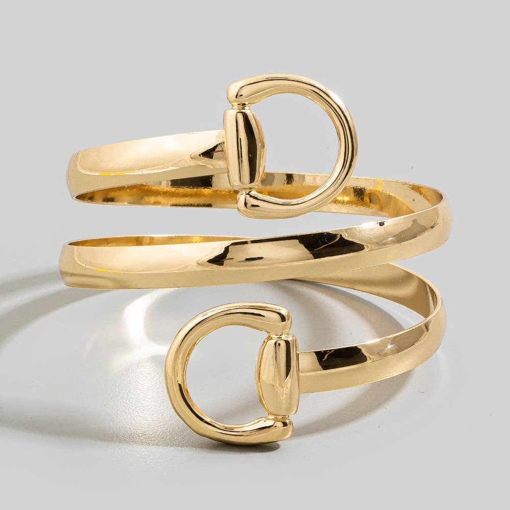 Double Equestrian Horse Bit Ring Bangle Bracelet