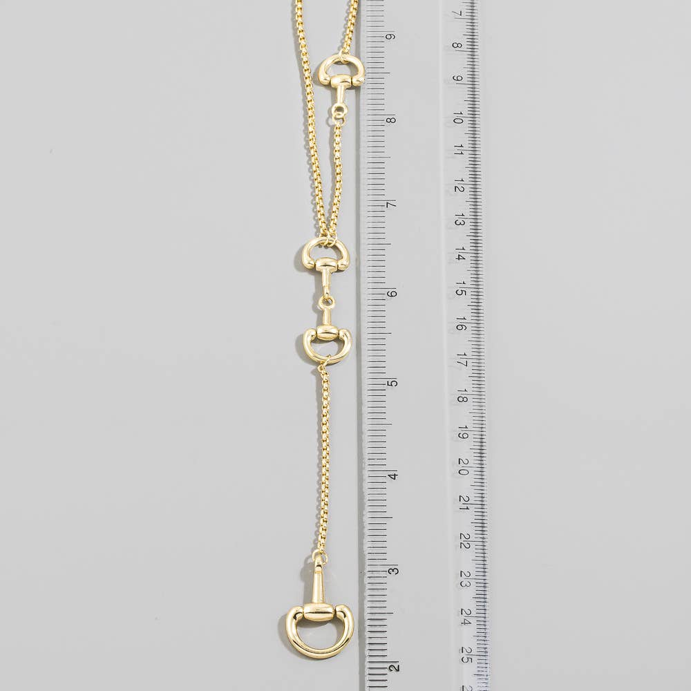 Horsebit Snaffle Y Lariat Long Chain Necklace