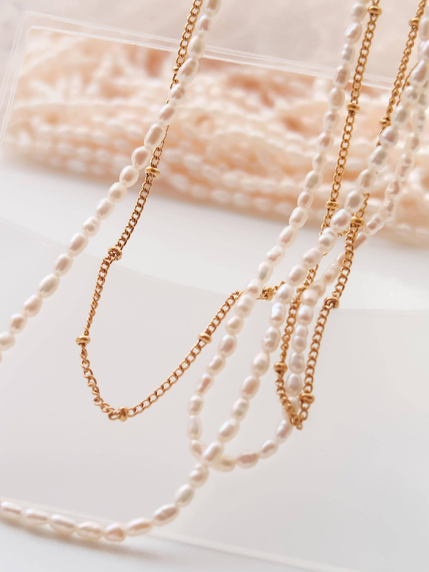 Camryn 18K Gold Layered Pearl Chain Necklace