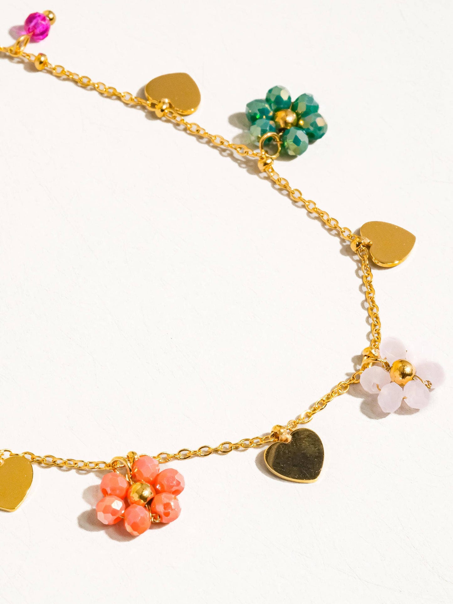 Melvin 18K Gold Flower & Hearts Necklace