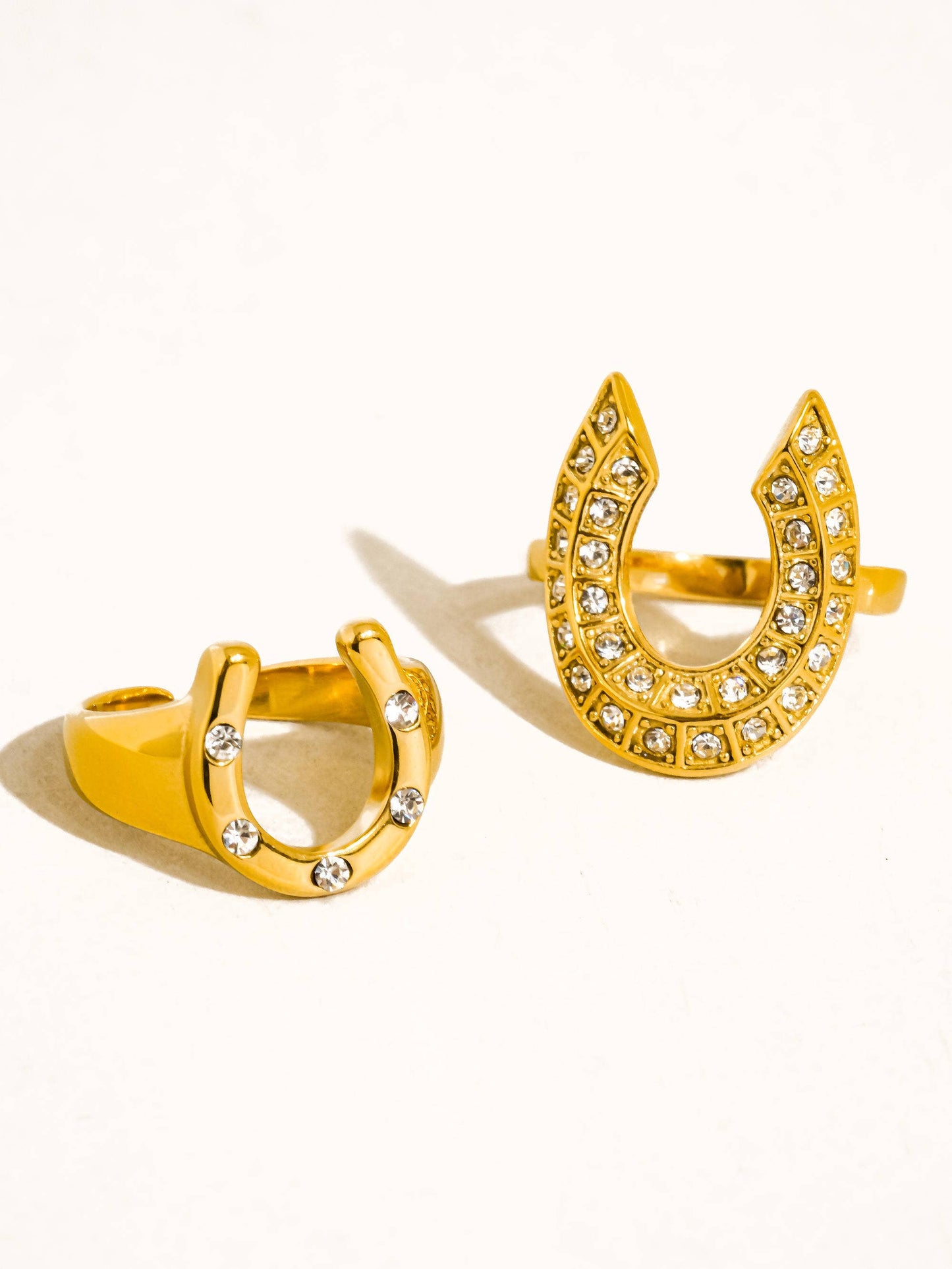 18K Gold CZ Horseshoe Ring