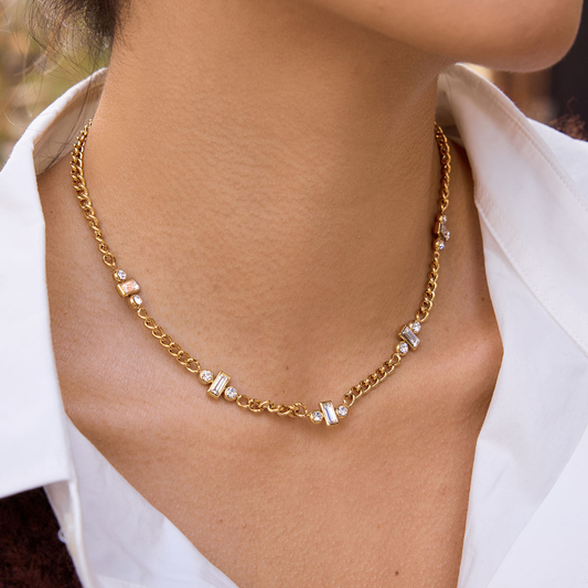 Cannes Triple Baguette CZ Necklace