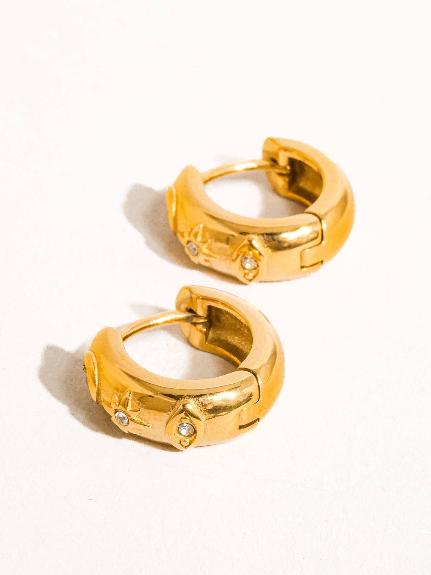 Orazio 18K Gold CZ Star Hoop Earring