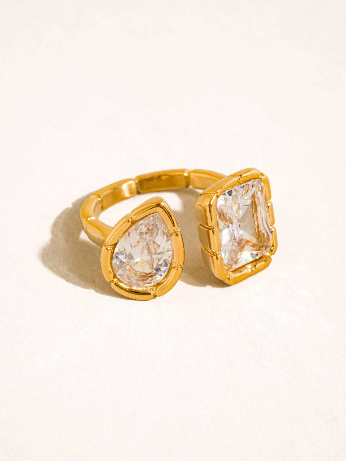 Serréa 18K Gold CZ Adjustable Ring