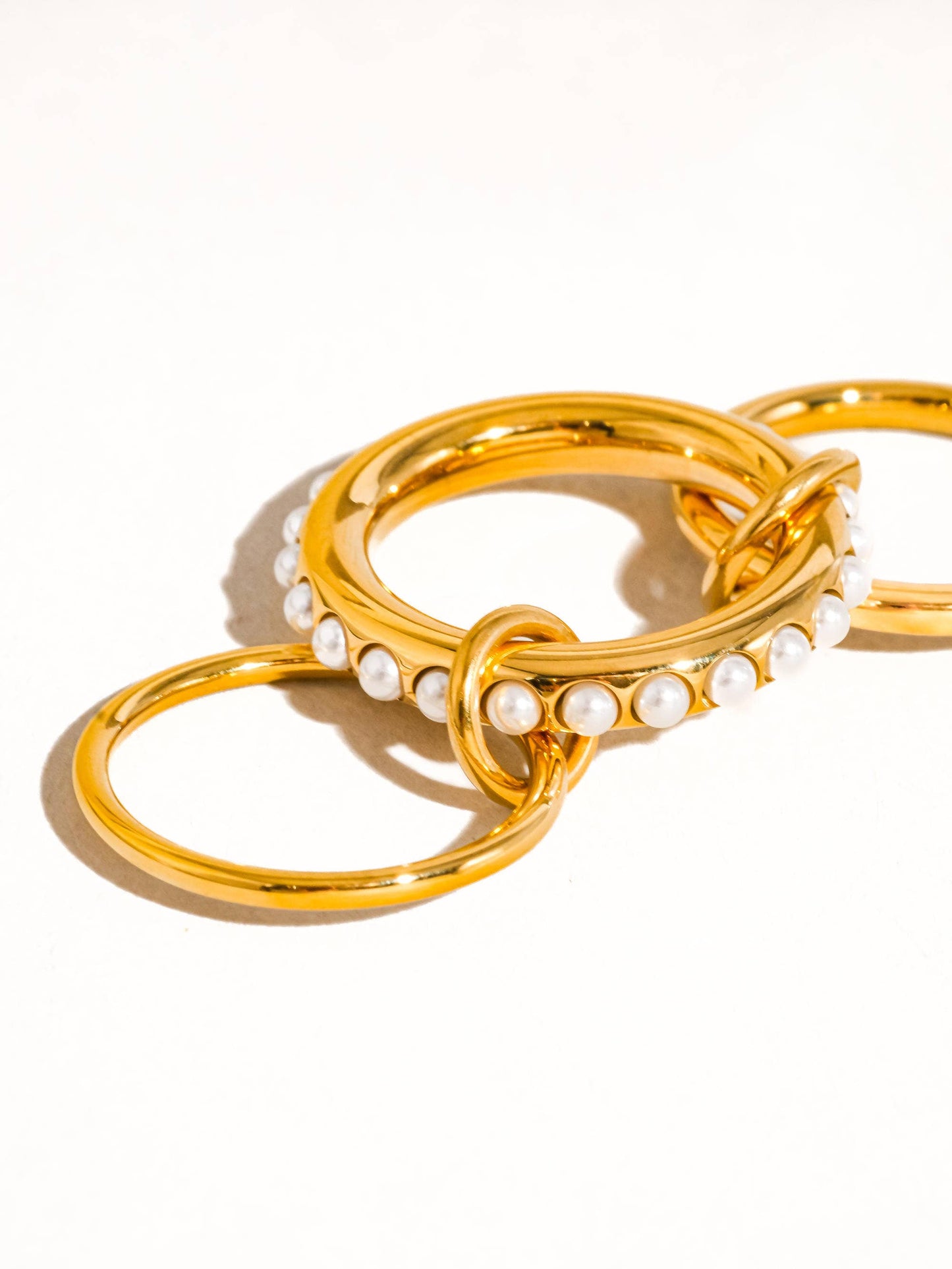 Danton 18K Gold Multi Stack Pearl Band Ring